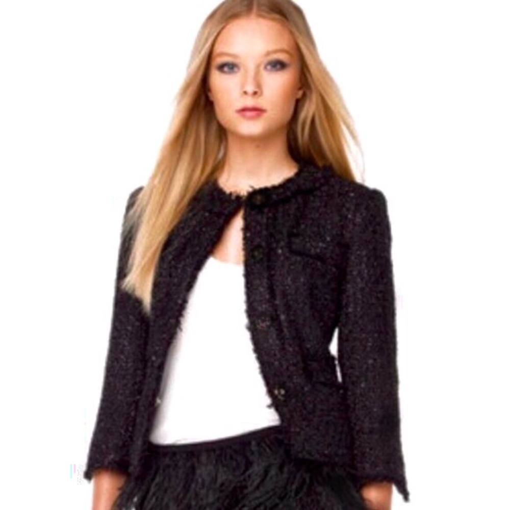 Michael Kors size 2 black sequin fringe jacket